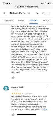 A review of an Rv sales store.