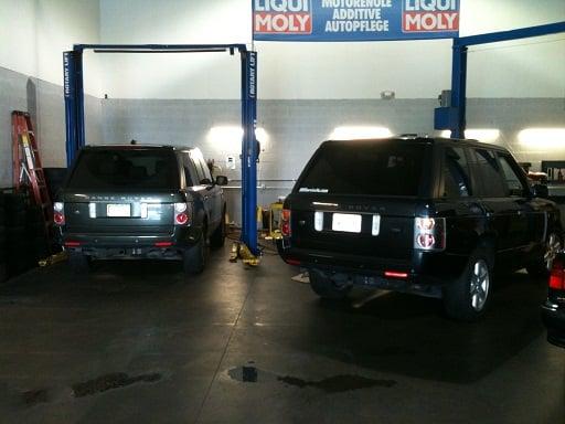 Range Rovers in for service