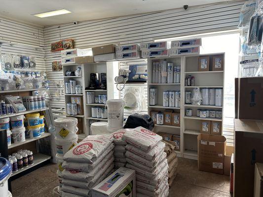 Wholesale Pool Mart Sodium bicarbonate, chemicals, hose and cartridge filters.