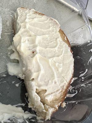 My almost eaten bagel with cream cheese