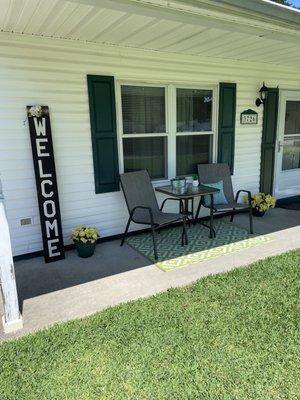 Some chairs and table outside