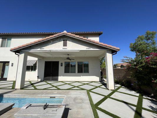 Concrete Pavers with synthetic grass inlay