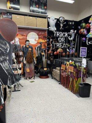 A portion of Halloween décor merchandise, including balloons. Taken early-mid October.