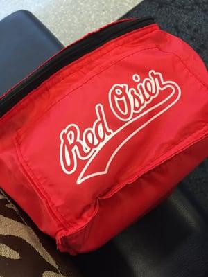 Red Osier cooler bag filled with Zweigles red hots!