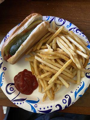 I got a Hot dog and fries (mine had only pickles and ketchup)