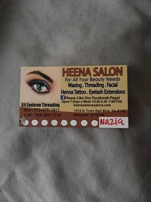 Heena Salon $4 threading