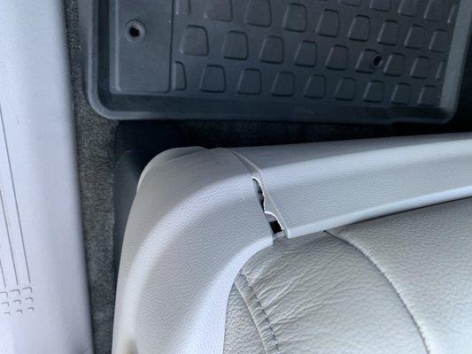 Broken seat trim