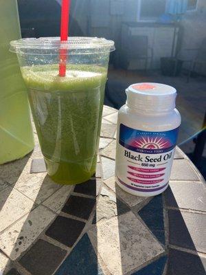 Green energizer and herbal supplements.