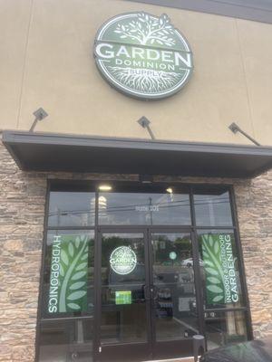 Front entrance of gardening supply