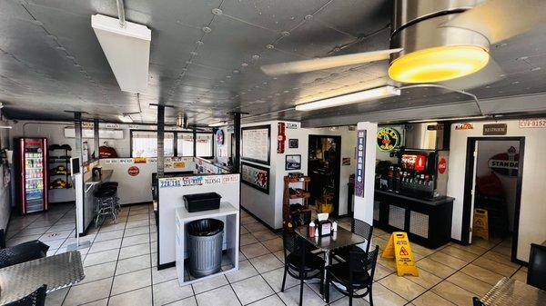 A cute little dining room with plenty of air conditioning thank goodness.