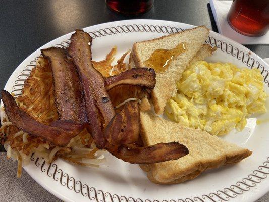 All-Star Special Breakfast with bacon, hash browns, and scrambled eggs