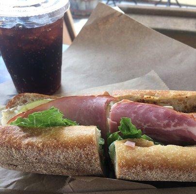 The Roger Williams - ham, apples, brie, and fresh greens finished with maple mustard