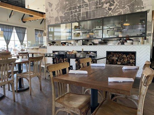 Inside: most of the dining area boasts views of the kitchen