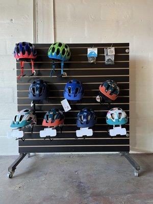 We carry helmets for the kiddos!