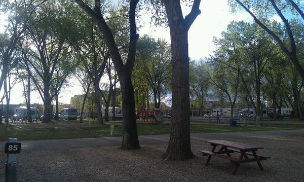 Playground, volleyball court and basketball court