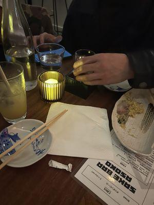 Mostly eaten hamachi, overflowing namazake, mocktail!