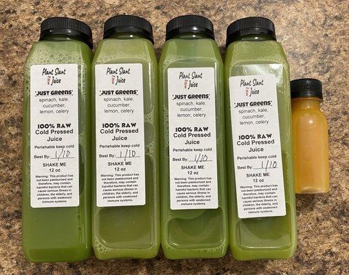 Delicious green juice and an energy shot with a kick!