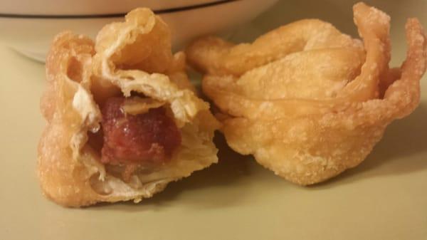 Fried wontons - note the minuscule amount of filling