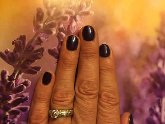 This time I did dark purple sparkle but you can't see how awesome it looks from this picture. Love gel nails!