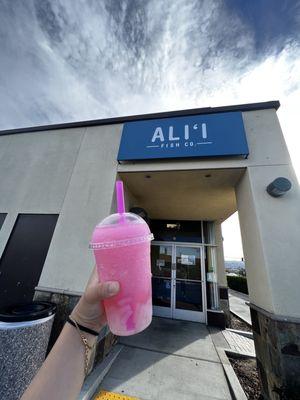 Pog slush with lychee jelly