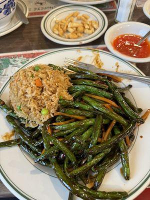 Spicy Szechuan green beans and fried rice