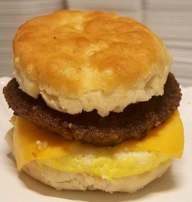 Sausage egg and cheese biscuit