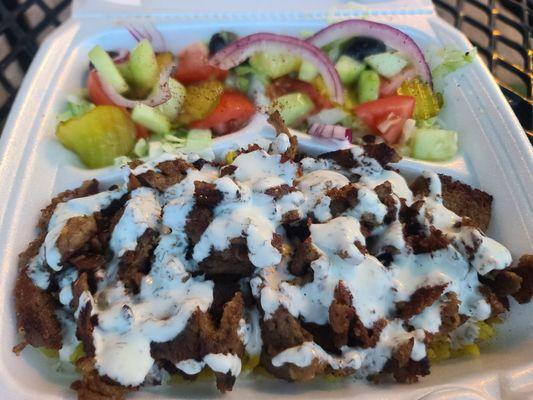 Lamb and Beef Gyro Plate on rice