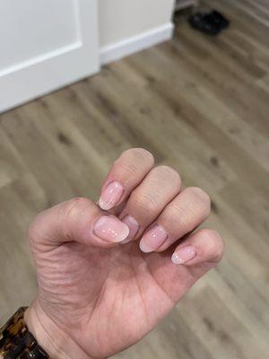 Gel build with a slight extension! Also got a pedicure which looks great.