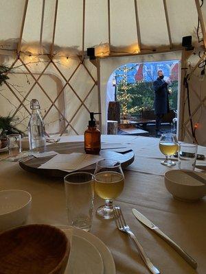 Looking out from inside the yurt. Plenty of space for all!