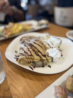 Nutella crepe with strawberries and bananas