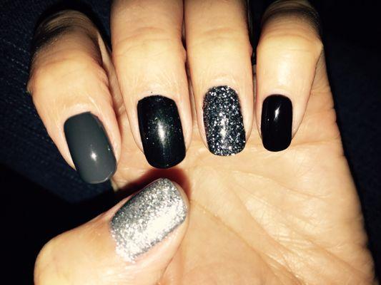 3 shades of black and 2 different sparkles! All Sarah's genius idea!