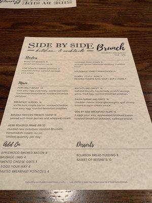 Brunch menu 4/24/22