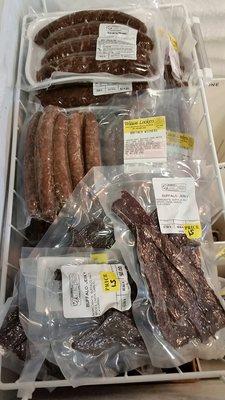 Beef links, jerky, links, etc.