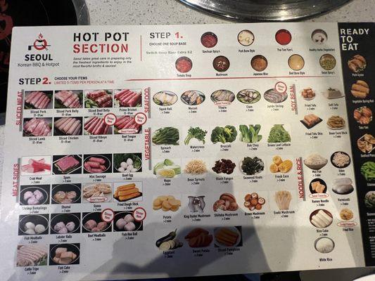 Hotpot menu side