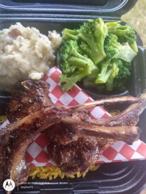 Limbs rice , garlic mashed potatoes broccoli