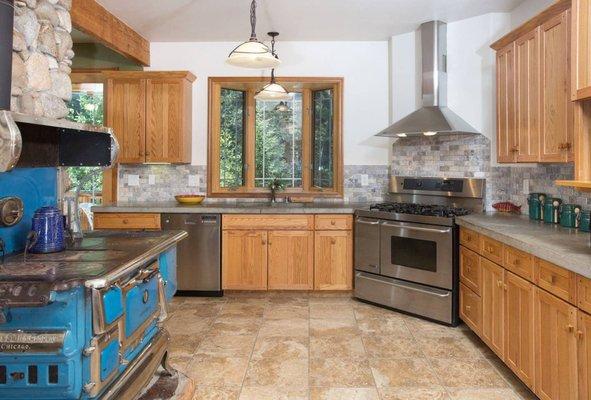 Spacious, well-equipped kitchen.