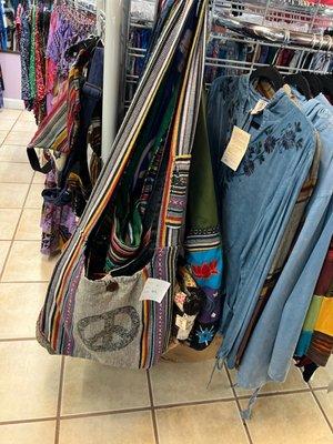 Peace Bags. The Dead Zone in South Yarmouth Cape Cod MA. carries new Merch for Men & Women made to look Vintage 60's & 70's.