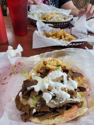 Chicken and lamb Gyro with Greek fries