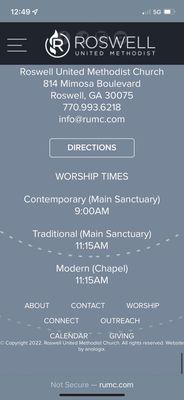 Sunday Worship style and Service times