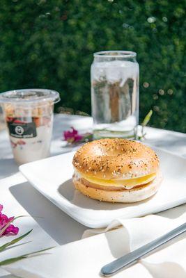 Breakfast Sandwich and Parfait... get all the food groups!