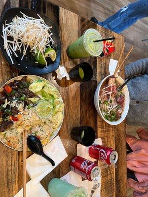 Filet mignon with fried rice and combination pho