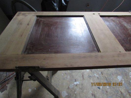 Restored 85 years old wooden window case. In process