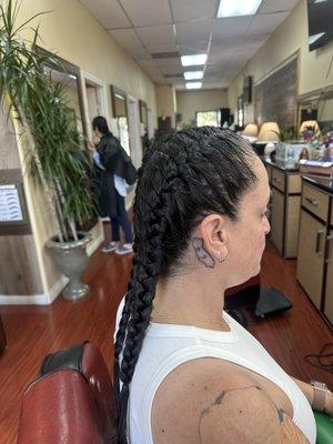 Side view of French braid