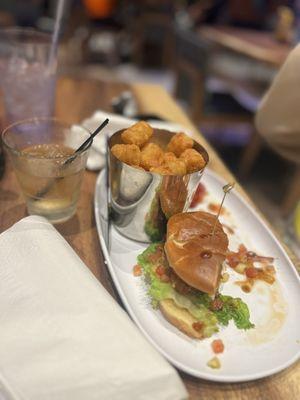 Beach bowl burger and instead of fries we upgraded for tater tots