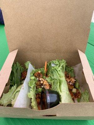 Daily special seafood lettuce wrap.