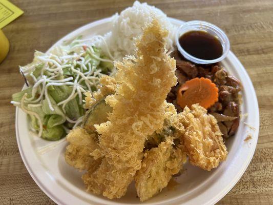 Chicken teriyaki and tempura combo