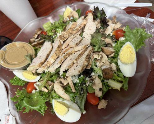 Cobb Salad (add chicken and sub bacon with mushrooms)