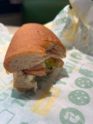 Probably the smallest Subway sub I have every had.