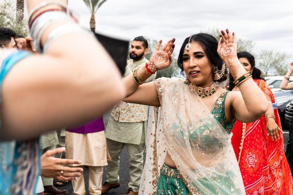 Celebratory Groom's Indian Baraat taken at Chateau De  Luxe, Phoenix, Arizona