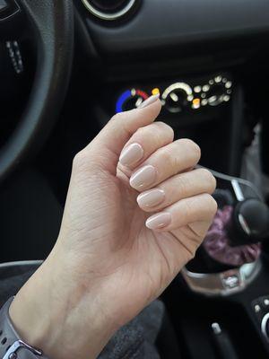 Nude acrylics with tips by Daniel